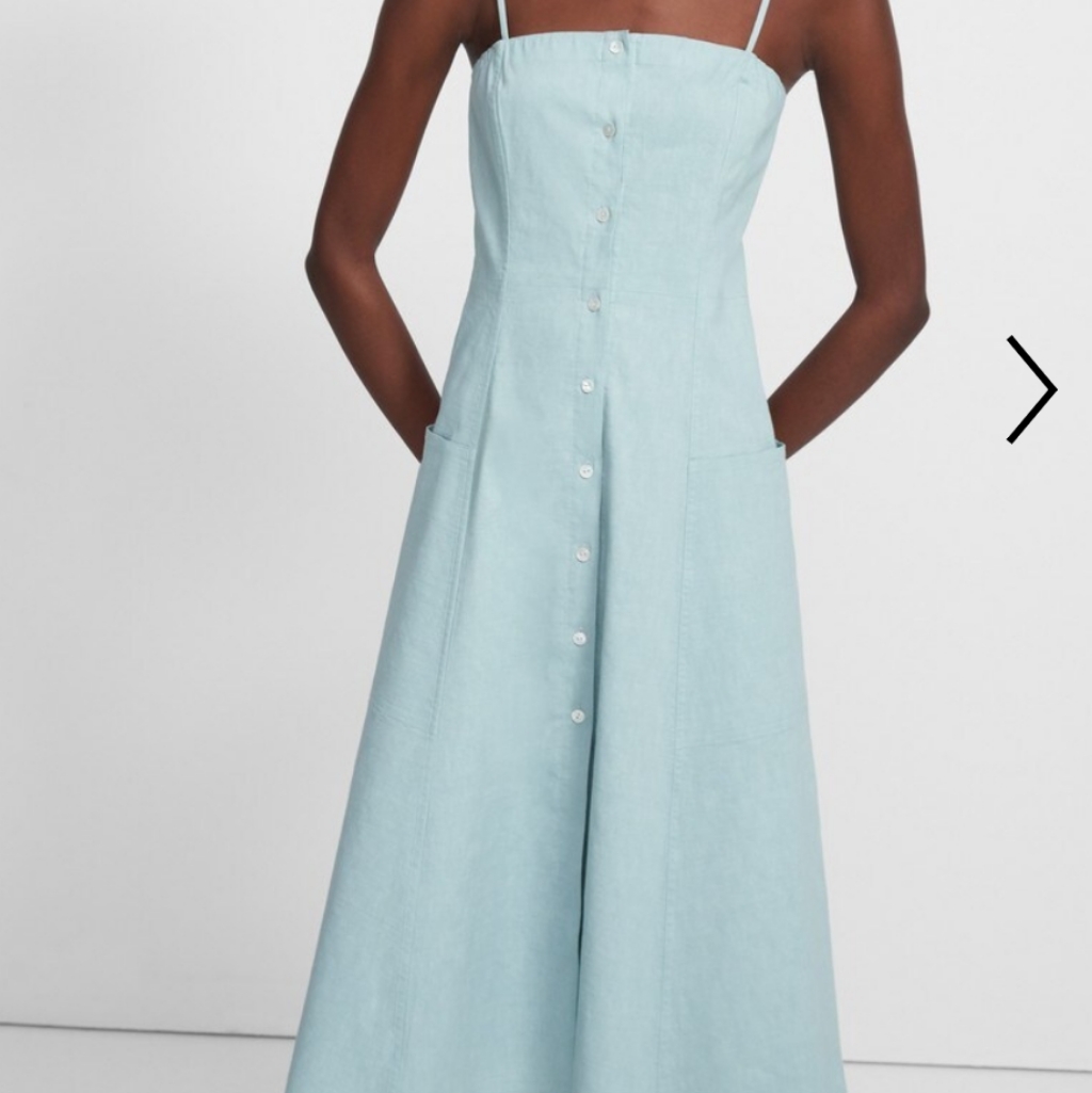 Theory Button Front Dress In Good Linen Blue Size 2